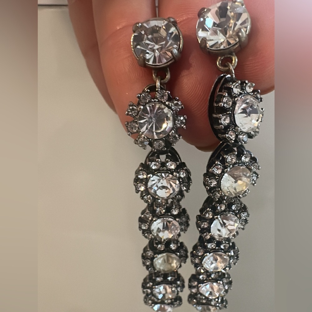 Long Rhinestone Earrings - Picture 3 of 6